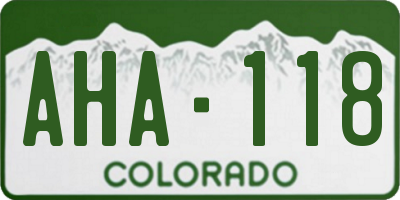CO license plate AHA118