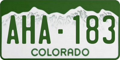 CO license plate AHA183