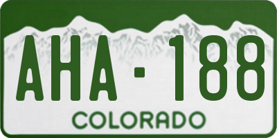 CO license plate AHA188
