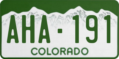 CO license plate AHA191