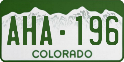 CO license plate AHA196