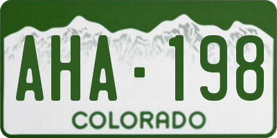 CO license plate AHA198