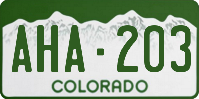 CO license plate AHA203