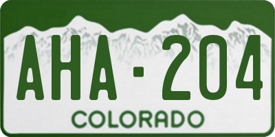 CO license plate AHA204