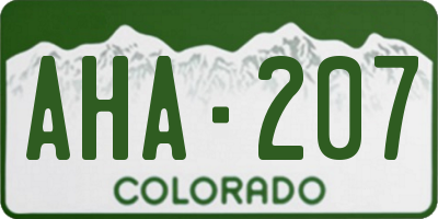 CO license plate AHA207