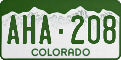 CO license plate AHA208