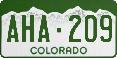 CO license plate AHA209