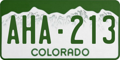 CO license plate AHA213