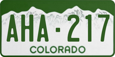 CO license plate AHA217