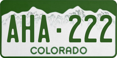 CO license plate AHA222