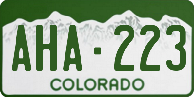 CO license plate AHA223