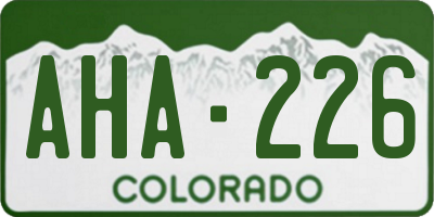 CO license plate AHA226