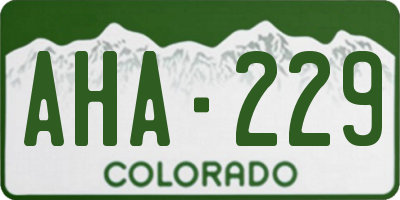 CO license plate AHA229