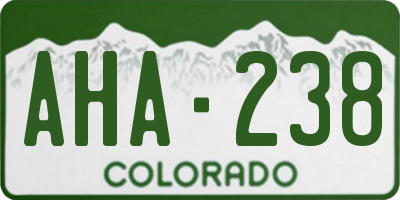 CO license plate AHA238