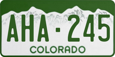 CO license plate AHA245