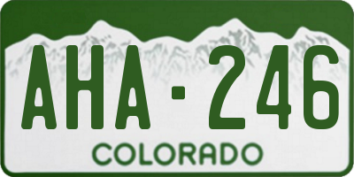 CO license plate AHA246