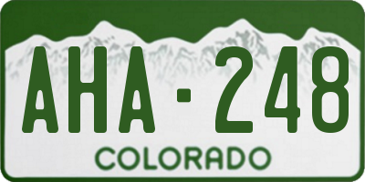 CO license plate AHA248