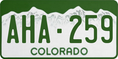 CO license plate AHA259