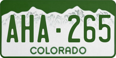 CO license plate AHA265