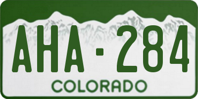 CO license plate AHA284