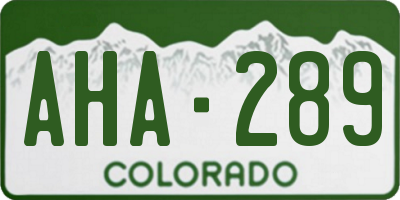 CO license plate AHA289