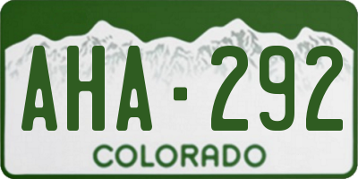 CO license plate AHA292