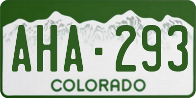 CO license plate AHA293