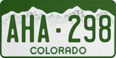 CO license plate AHA298