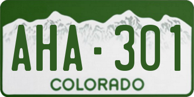 CO license plate AHA301