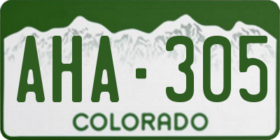 CO license plate AHA305
