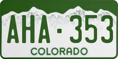 CO license plate AHA353