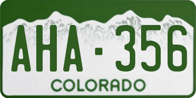 CO license plate AHA356
