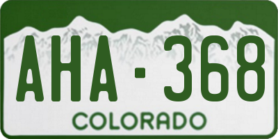 CO license plate AHA368