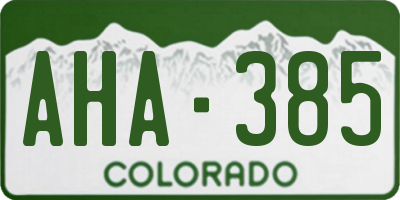 CO license plate AHA385