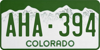 CO license plate AHA394
