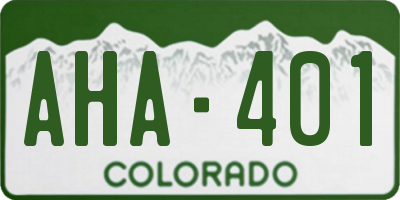 CO license plate AHA401