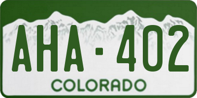 CO license plate AHA402