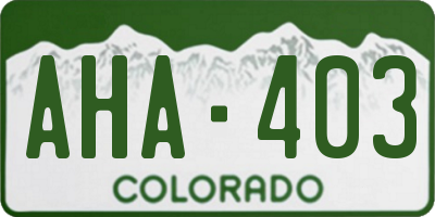 CO license plate AHA403