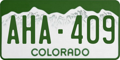 CO license plate AHA409