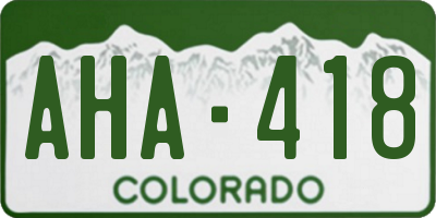 CO license plate AHA418