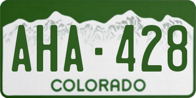 CO license plate AHA428