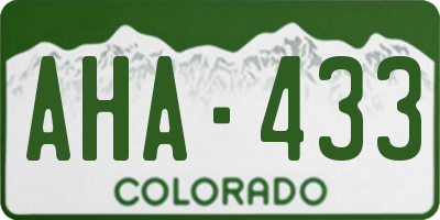 CO license plate AHA433
