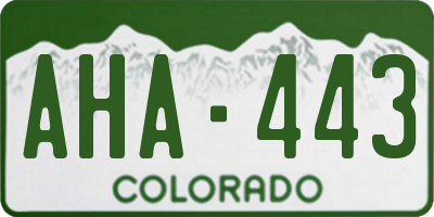 CO license plate AHA443