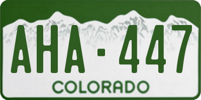 CO license plate AHA447