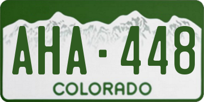 CO license plate AHA448