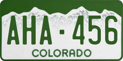 CO license plate AHA456