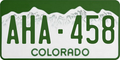 CO license plate AHA458