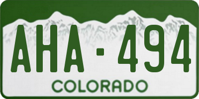 CO license plate AHA494