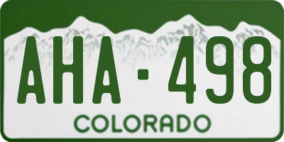 CO license plate AHA498