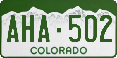 CO license plate AHA502